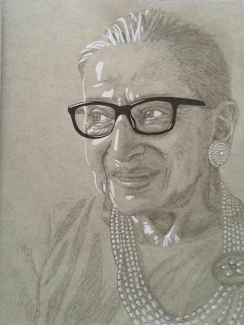 Ruth Bader Ginsburg, Bleistift und Tuschestift